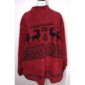 Vintage Traverse Bay Woolen Maroon Black Sweater Elk Deer XXL Very Warm, Unisex
